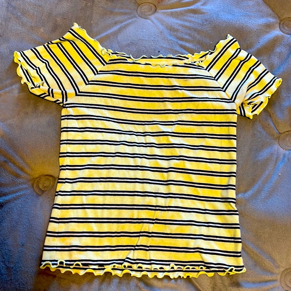 Yellow , Black , and White Shirt